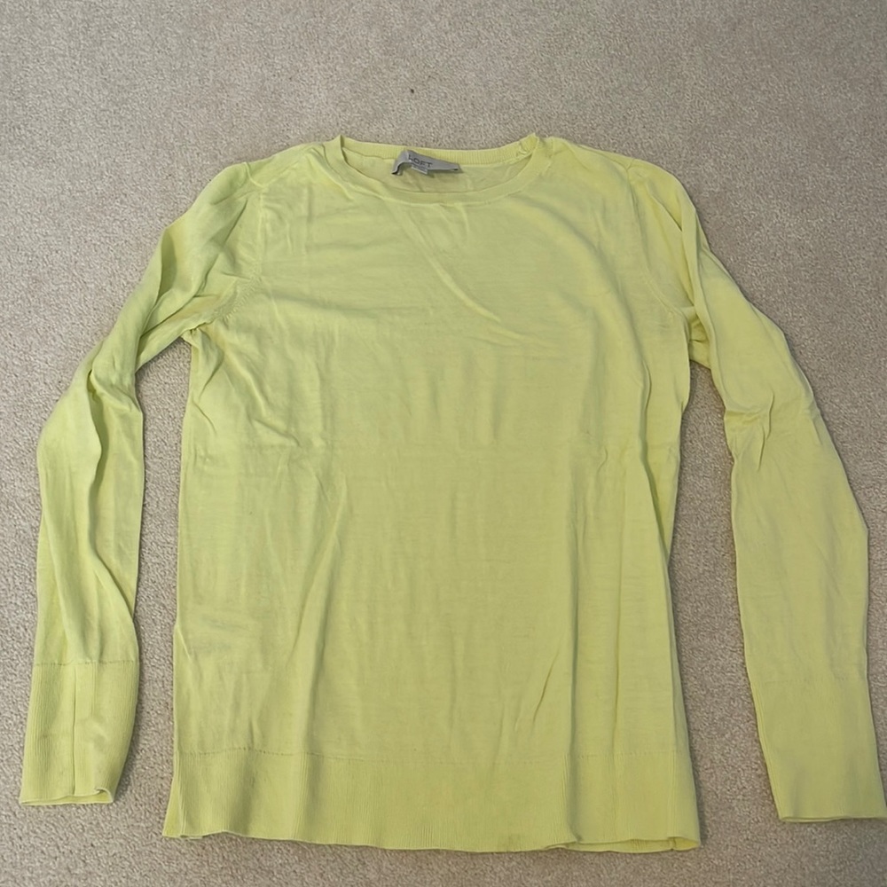 Bright lime/yellow light knit long sleeve Loft sweater Sz S